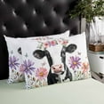 thumbnail image 4 of Flowers Cow Throw Pillow Cover 20 x 26 Inch Decorative Pillow Cover Spring Botanical Floral Plants Butterfly Lumbar Pillowcase Seasonal Rectangle Cushion Case for Couch Sofa Bed Living Room, 4 of 7