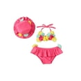 thumbnail image 2 of Elippeo Infant Girls Three-piece Bathing Suit 6 12 18 24 Months Flower Halter Neck Swimming Tops, Bottoms and Sun Protection Cap, 2 of 10