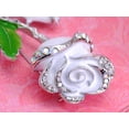 thumbnail image 4 of Alilang Silvery Tone White Enamel Painted Rhinestone Rose Flower Fashion Pin Brooch, 4 of 5