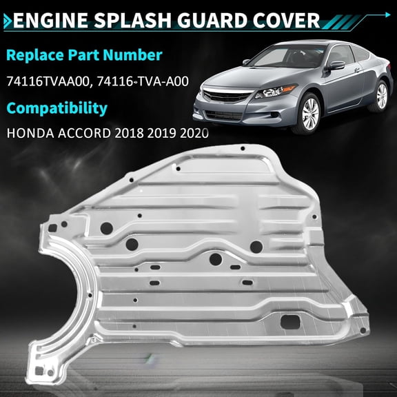 Engine Splash Shield Guard Compatible with Honda Accord 2018-2020 Silver Aluminum Under Car Protection