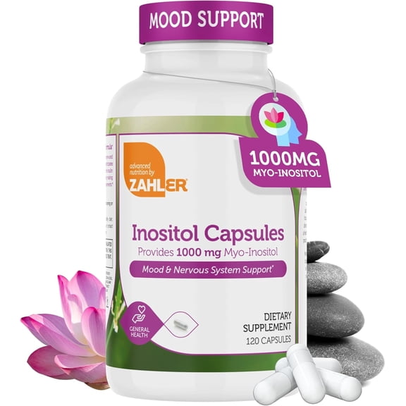Zahler Inositol Supplement Capsules 1000mg - Mood & Nervous System Support Supplements for Women - Hormone Balance & Healthy Ovarian Function - Kosher, Gluten Free, Dairy Free - 120 Count
