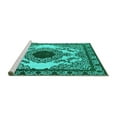 thumbnail image 2 of Ahgly Company Machine Washable Indoor Square Oriental Turquoise Blue Industrial Area Rugs, 6' Square, 2 of 4