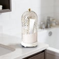 thumbnail image 4 of 360° Rotating Toothbrush Holder with Cover, 3-Slot Dustproof Bathroom Vanity Organizer with Drainage System, Countertop Storage for Toothbrushes Toothpaste Makeup Brushes,White, 4 of 7