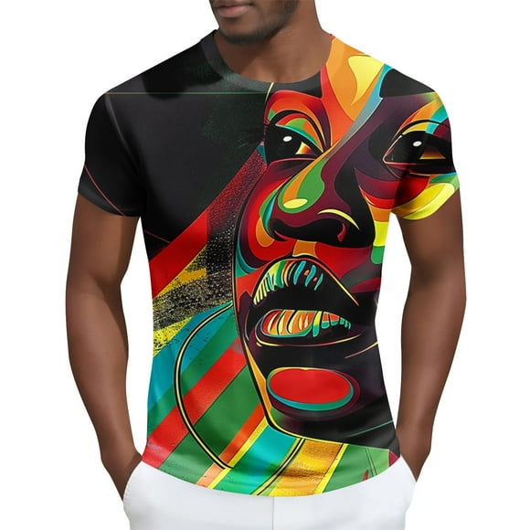 Tops para hombre, blusas y camisas de manga corta con cuello redondo para hombre Camisa de manga corta estampada para hombre Top/camisa de manga corta con cuello redondo Tops para hombre