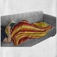 thumbnail image 6 of Retro Soft Flannel Fleece Blanket, Wavy Vertical Stripes Entwined Curvy Abstract Artwork Graphic Illustration Art, Cozy Plush for Indoor and Outdoor Use, 50" x 70", Yellow Orange Red, by Ambesonne, 6 of 6