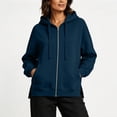 thumbnail image 3 of Iyufng Women's Full Zip Hoodie Jackets, Drawstring Long Sleeve Oversized Loose Hooded Sweatshirt Coat with Pockets for Fall Winter Casual Daily Outfits, 3 of 6