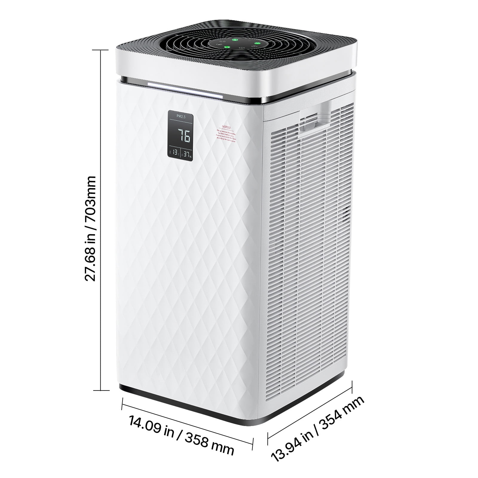 KFFKFF Air Sanitizer, H13 HEPA Filter, 3139 ft²/h Intelligent Air Sanitizer with Adjustable Speed & Child Safety Feature, Effective Air Purification with User-friendly Touch Interface