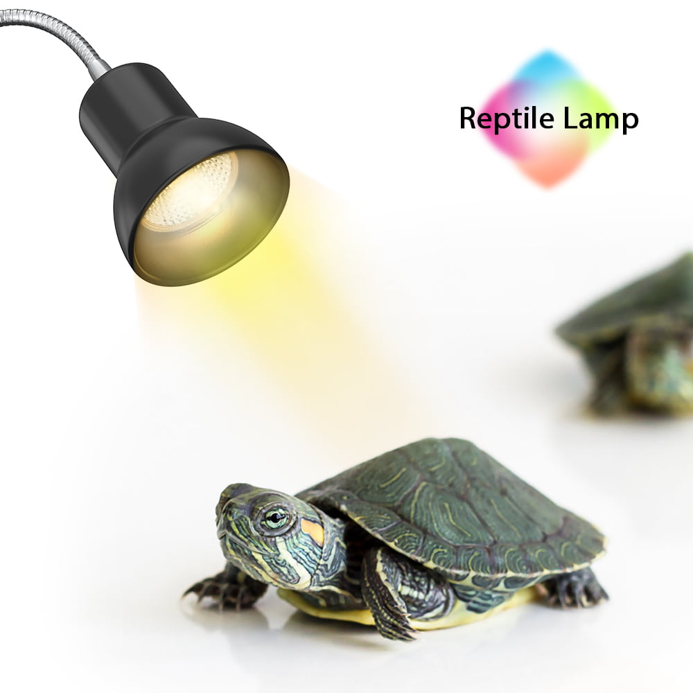 Reptile Heat Lamp Fixture Aquarium Lamp Turtle Aquarium Tank Heating Lamps Holder with 3 UVA UVB Turtle Light Sun Basking Spot Lamps for Reptiles,Amphibian White 