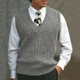 thumbnail image 2 of JIKNTTR Men's Sweater Vest Fashion V Neck Sleeveless Knitwear Knitted Vest Sweaters Jacket Leisure Vest Knitwear, 2 of 5