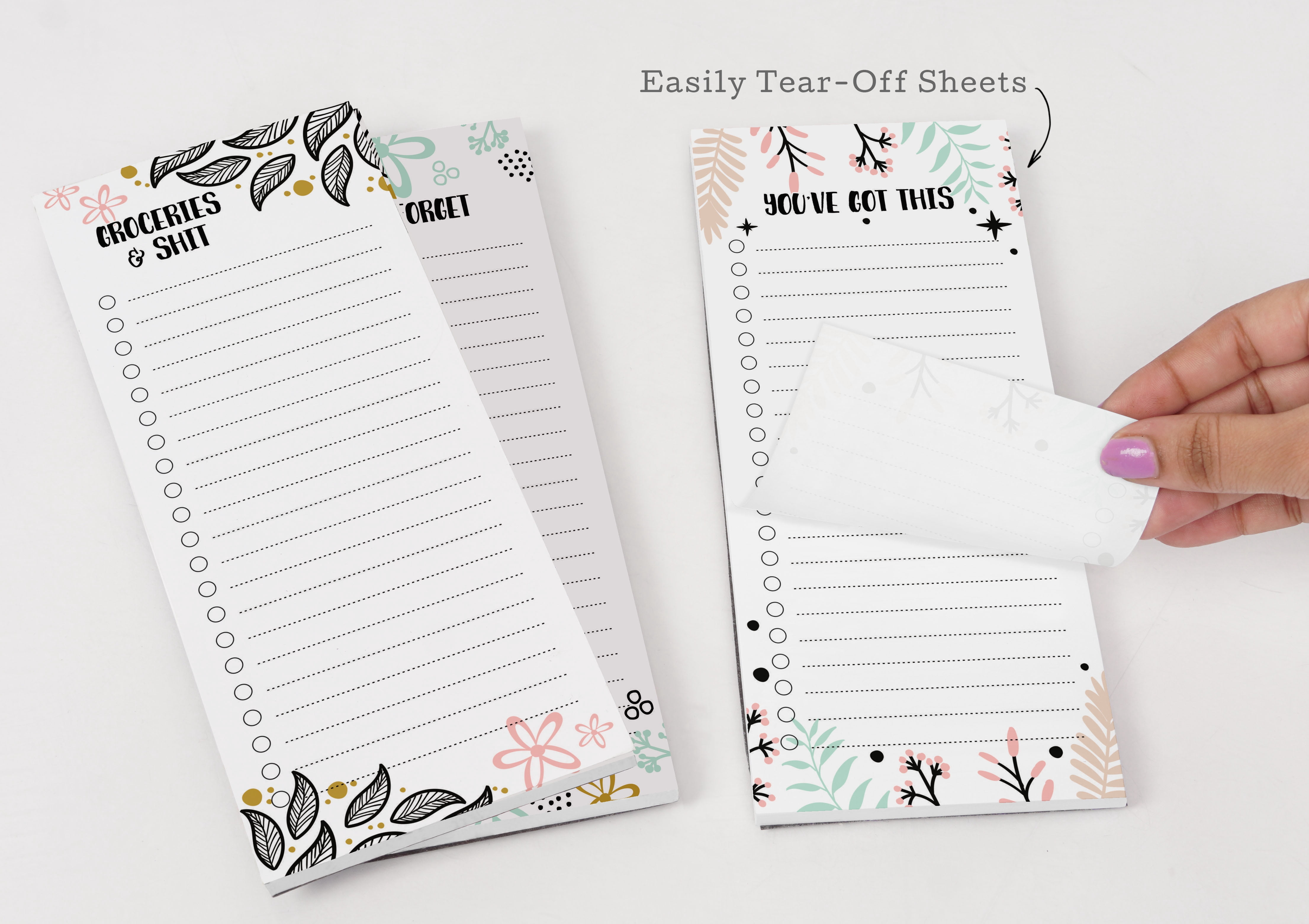 Inkdotpot Pack of 3 Magnetic Fridge To-Do List Notepads- Magnetic Memo Pads For Refrigerator-(50 Sheets Each)-1T