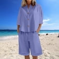 thumbnail image 2 of Tumotour 2 Piece Outfits Set For Women Summer Casual Wear Matching Two Piece Shirts And Drawstring Shorts Spring Outfit 2025, 2 of 7