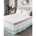 thumbnail image 4 of Turquoise Blue Bed Skirt California King Size 18" Drop Striped Geometric Ruffled Wrap Around Bed Skirts Adjustable Elastic Bedskirt Dust Ruffle for California King Size Bed, 4 of 7