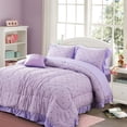 thumbnail image 6 of Btargot 6-piece Purple Bows Comforter Set Full Ruffle Princess Style Bedding Set Bed in a Bag, 6 of 13
