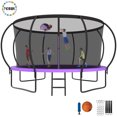thumbnail image 1 of YORIN Trampoline pour Enfants de 7 à 8 Ans, Trampoline de 14 Pi pour Adultes avec Filet de Protection, Panier de Basketball, Échelle, Capacité de Poids de 1400 Lb, Trampoline Récréatif Extérieur, Trampoline Robuste, 1 of 7