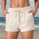thumbnail image 4 of Pantalones cortos casuales de color liso con cordón y bolsillos para mujer: pantalones cortos de playa elegantes de tejido liso con ajuste cómodo y fácil cuidado, 4 of 8