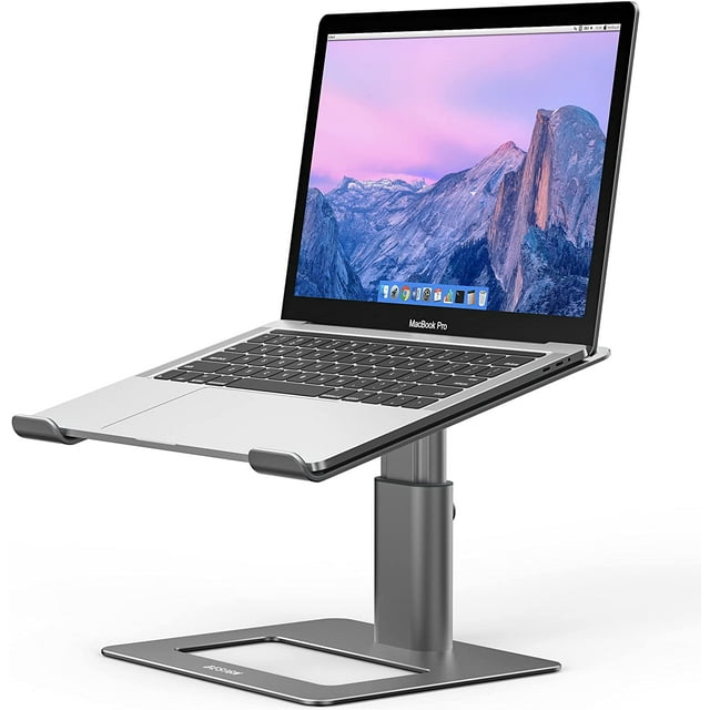 Besign LSX3 Support d'Ordinateur Portable en Aluminium, Support Ergonomique Réglable pour Notebook, Support Rehausseur Compatible avec MacBook Air Pro, Dell, HP, Lenovo et Autres Ordinateurs Portables 10-15,6 Pouces (Gris)