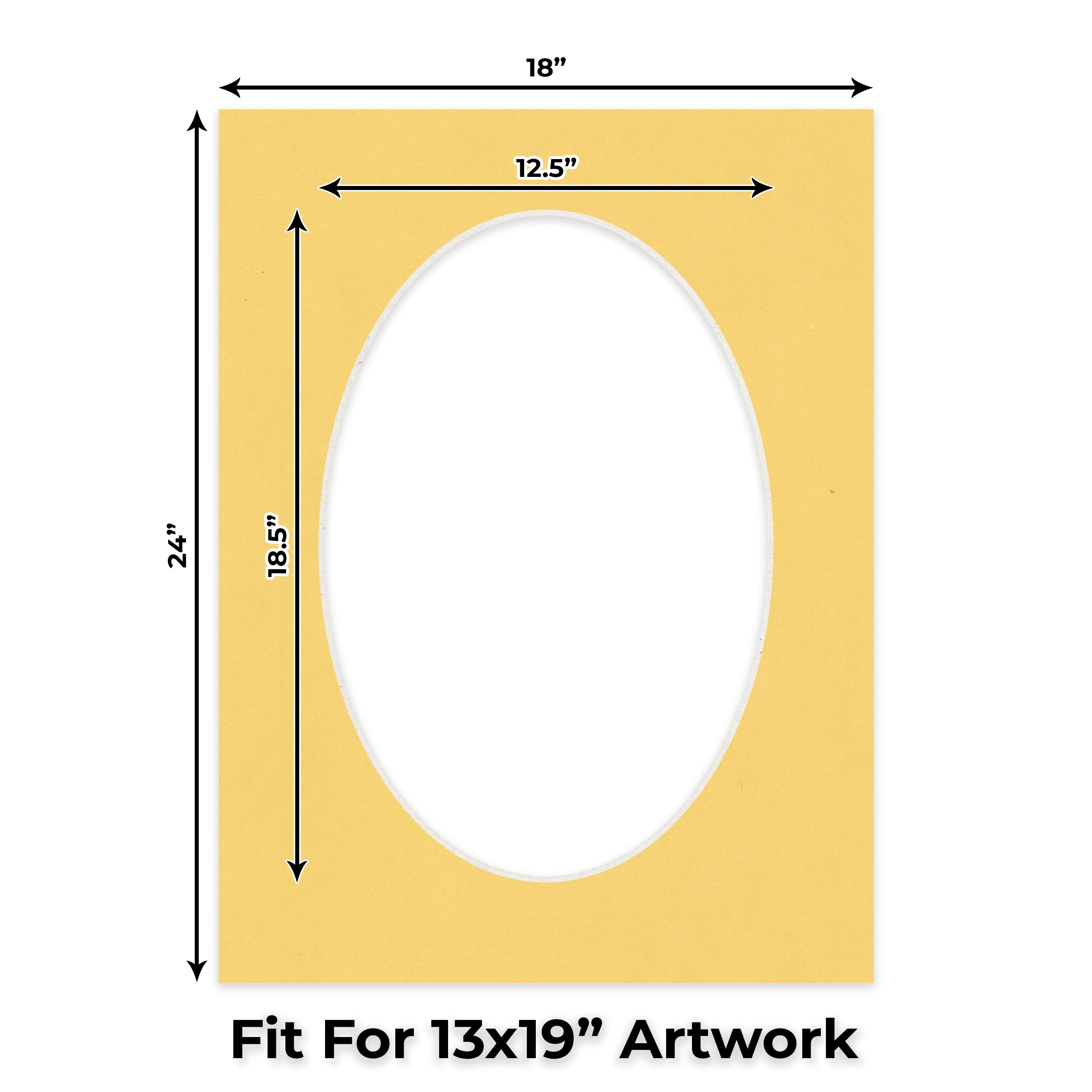 Light Orange Picture Frame Mat for 18x24 Frames - Oval Opening for 13x19 Photos - 25 Mats