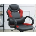 thumbnail image 5 of Modern Black & Red Fabric Office Chair with Adjustable Height & Armrest Cushions - Ergonomic Gaming & Work Comfort, 27"W x 28"D x 42"-46"H, 5 of 8