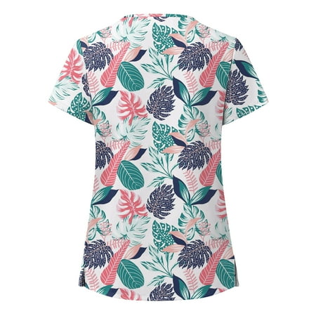 

TAIAOJING Scrubs for Women Workwear Casual Short Sleeve V Neck Tops Working Uniform Pullover Blouse Tops