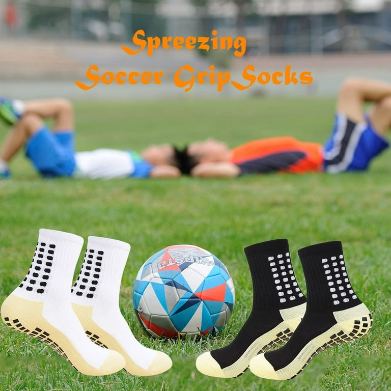 4 Pairs Men's Grip Socks Soccer, Non Skid Ball Socks Anti Slip Non Slip  Grip Pads for Football Basketball Sports Grip Socks for men 9-12, Thickened