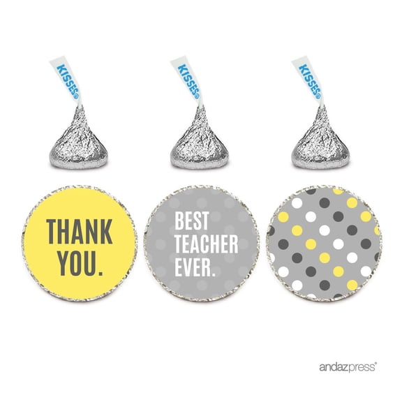 Chocolate Drop Labels Trio, Hershey's Kisses Party Favors, Best Teacher Ever Neutral, 216-Pack