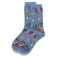 thumbnail image 3 of MeMoi Women's Camping Trip Bamboo Crew Socks - Womens - Female, 9-11, Denim Heather, 3 of 4