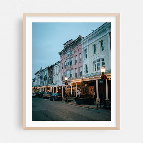 Wall Street, Kingston 01 - Kingston New York Photography Oak Framed Wall Art Print 16 x 20 inches
