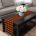 thumbnail image 4 of Black Orange Plaid Table Runner 48 Inches Long, Farmhouse Buffalo Check Gingham Kitchen Coffee Dining Table Decoration for Home Party Birthday Wedding Home Decor 13x48 Inches, 4 of 8
