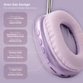 thumbnail image 4 of PWRD Purple Liquid Glitter Wireless Bluetooth Headphones, Over Ear with Microphone, 4 of 11
