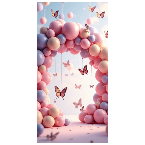Arche de Ballons Pastel avec Bannière Décorative Papillon Décorations de Fête Toile de Fond pour Baby Shower Anniversaire Célébrations Accessoires de Photographie Événement Décor Occasions Heureuses