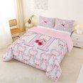 thumbnail image 2 of Manfei Sweet Cherry Monogrammed Themed Queen Comforter Set,Girly Personalized Gifts Comforter Sets Queen,Pink,Pink Reversible,3-Piece,1 Comforter and 2 Pillowcases, 2 of 7