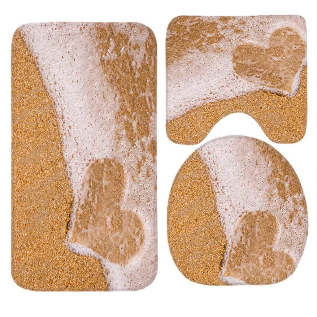 PUDMAD Water Tank House 3 Piece Bathroom Rugs Set Bath Rug Contour Mat and Toilet Lid Cover