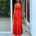 thumbnail image 1 of Drppepioner Robes Femmes Été Mode Femmes Été Bohème Robe Mi-Longue à Bretelles Rouge 4(S), 1 of 7