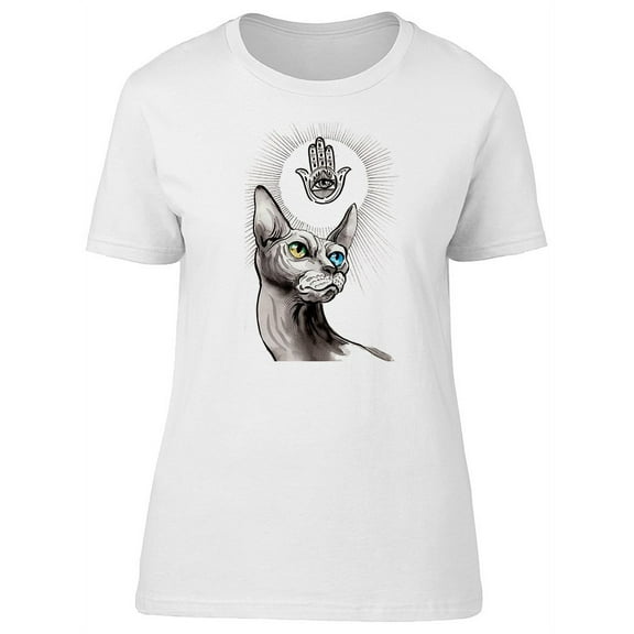 Sphynx Cat With Hamsa T-Shirt Women -Image by Shutterstock, Female x-Large