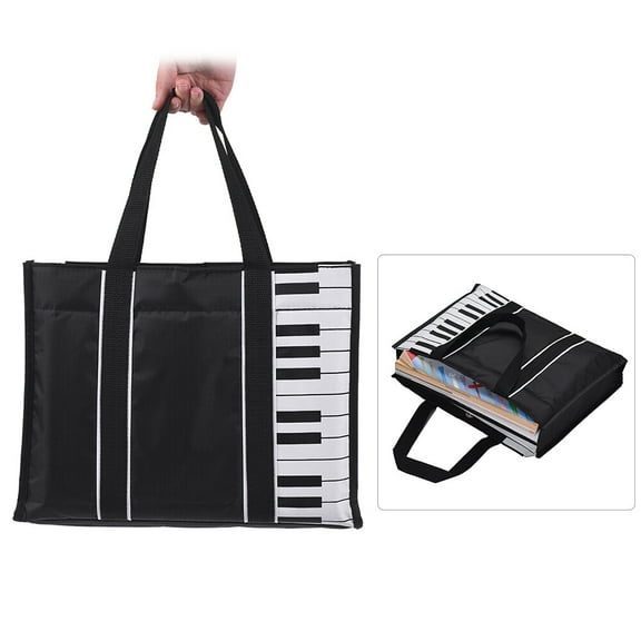 Waterproof Handbag Music Tote Shoulder Grocery Shopping Bag 5mm Cotton Padding with Piano Key Pattern