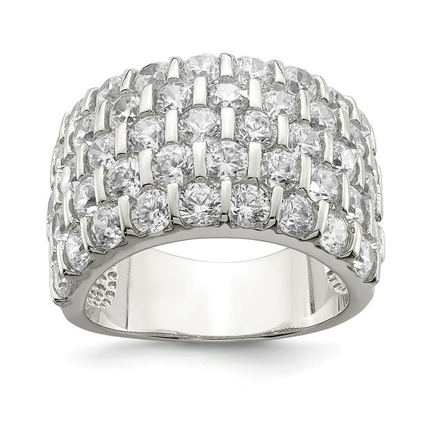Diamond2Deal Sterling Silver Cubic Zirconia Wide Wedding