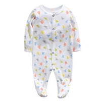 Otqutp Wedding Jumpsuit for Kids Boys Girls Baby Sleep Playsuit Pajamas Romper Printed Jumpsuit Cotton 1PC Romper Zip Front Outfits(2-White,6-9 Months