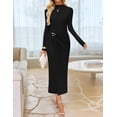 thumbnail image 2 of Vestido ajustado de manga larga de otoño ZESICA 2025 para mujer negro, 2 of 8
