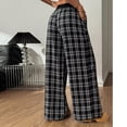 thumbnail image 6 of RongHuan Women's Plaid Pants Casual Flannel Pajama Pants Fashion Wide Leg Baggy Sweatpants with Pockets, 6 of 7