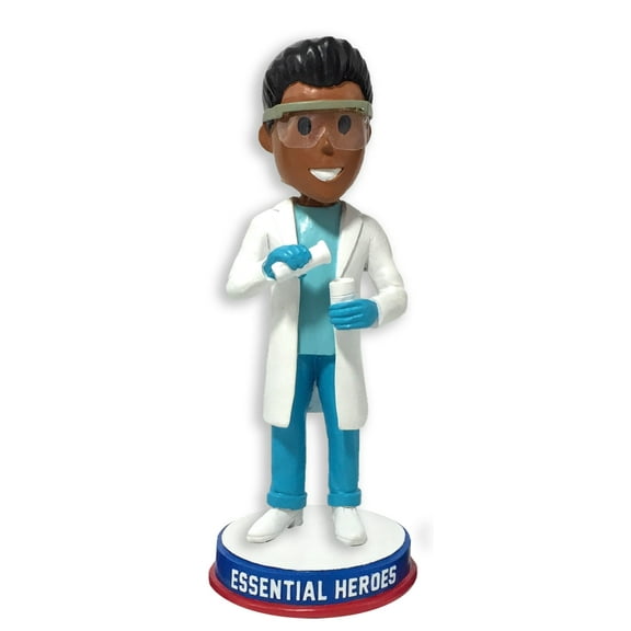 Scientist Lab Technicians Essential Heroes Bobblehead Male Dark Skin Tone