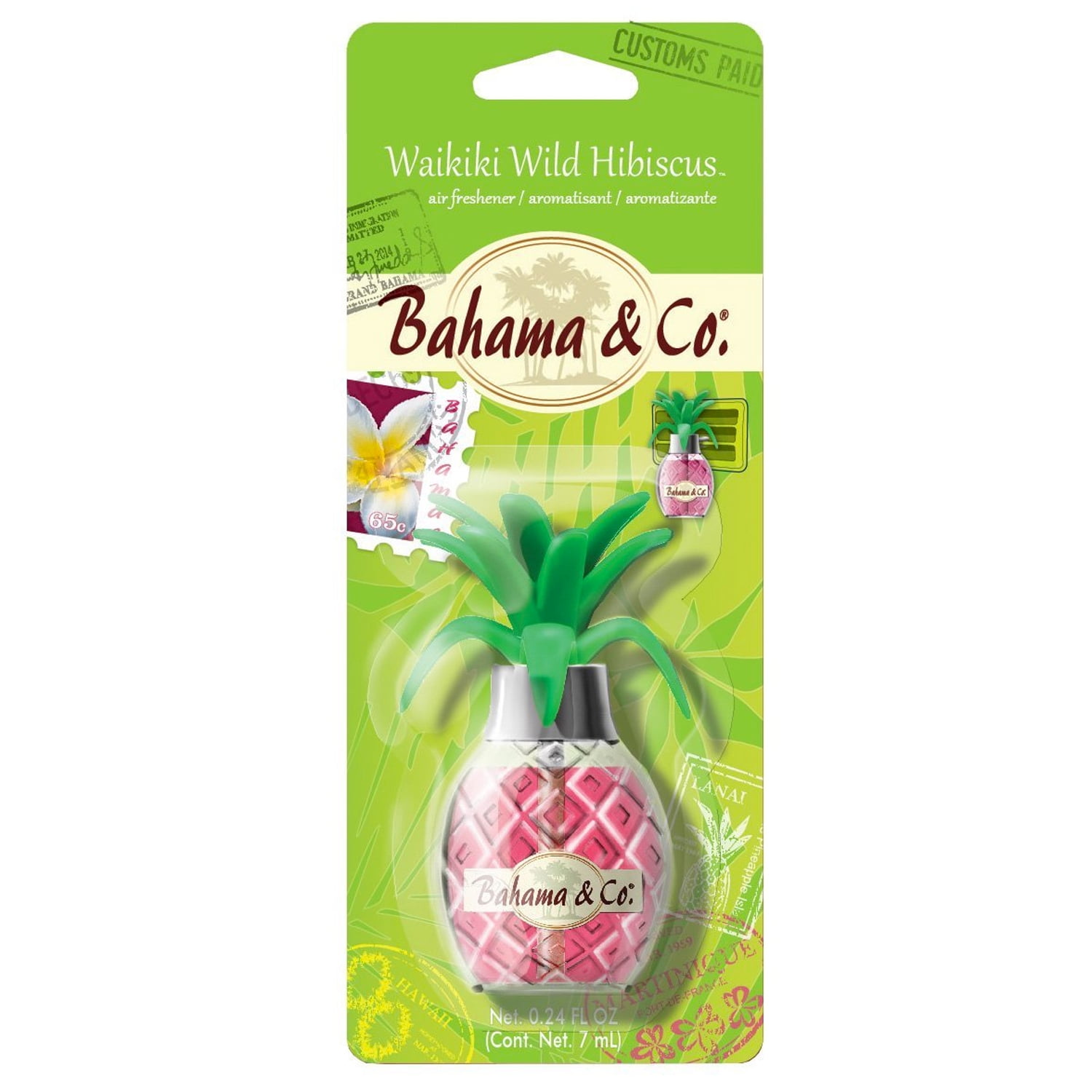 Bahama & Co Pineapple Oil Wick Vent Clip Air Freshener, Waikiki Wild