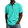thumbnail image 2 of Fabrcox Mens Short Sleeve Polo Shirts Quarter Zip Collared Shirt Men Regular Fit Solid Color Sports Casual Office Golf Shirts for Men with Pockets M, 2 of 5