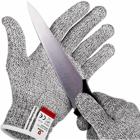 

I FAMURAY Cut Resistant Gloves - Ambidextrous Food Grade High Performance Level 5 Protection. Size Medium Complimentary Ebook Included