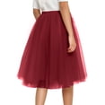 thumbnail image 4 of CIENVNSTG Women Flowy Skirts A Line High Waisted Knee Length Layered Party Midi Skirt Plus Size Tulle Dress Fashion Outfits Red_003 2XL, 4 of 4