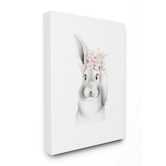 The Kids Room by Stupell Sketched Fluffy Bunny Flowers Canvas Wall Art by Studio Q