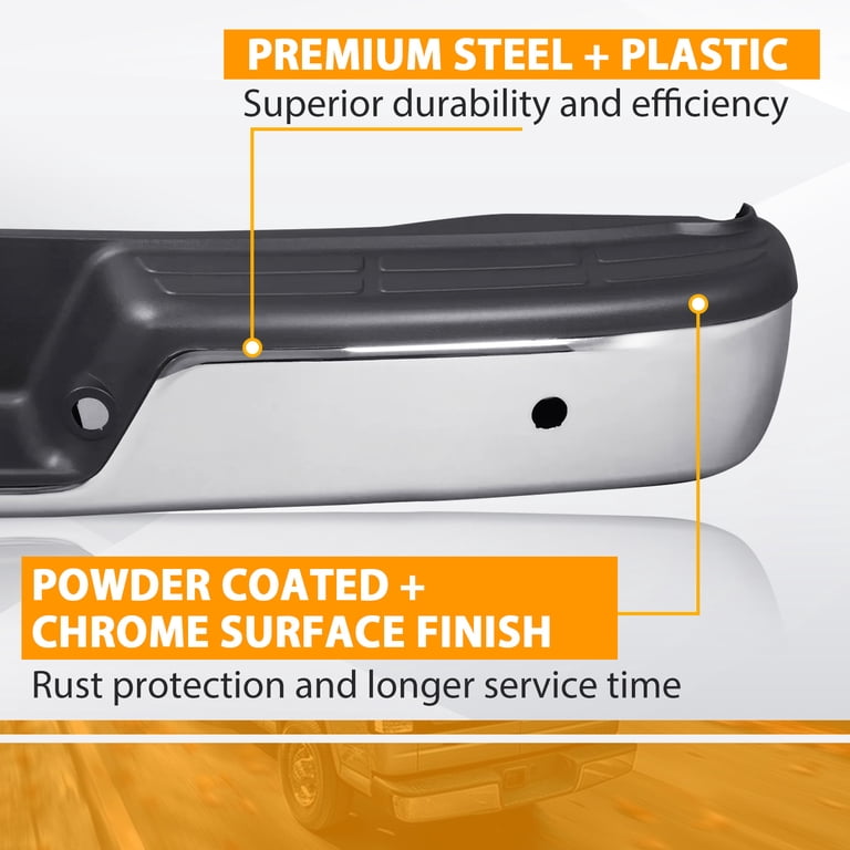 Chrome Steel Rear Step Bumper – Fits 2003-2012 GMC Savana 1500/2500/3500 (No Sensor Holes)