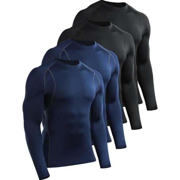Cadmus 4 Pack Men's Workout Long Sleeve Shirts Compression Dry Fit Muscle Tops