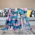 thumbnail image 2 of WERPE Butterfly Blanket Blue Butterfly Throw Blankets Butterfly Gifts Stuff for Women Girl Super Cozy Soft Blanket for Bedroom Living Room Sofa White, 2 of 6