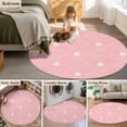 thumbnail image 5 of Round Rugs 8Ft, Watercolor Easter Round Area Rug Washable Indoor Throw Carpet, Cute Rabbits Eggs Cartoon Pink Large Non Slip Circle Rug for Kids Room RV Home Decor Aesthetic, 5 of 8