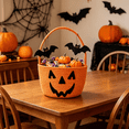 thumbnail image 5 of Halloween Basket Ghost Face Storage Basket with Spider and Bat Prints, Durable Polyester Candy Tote, Ideal for Holiday Decor and Everyday Use by OVFUIZ, 5 of 5